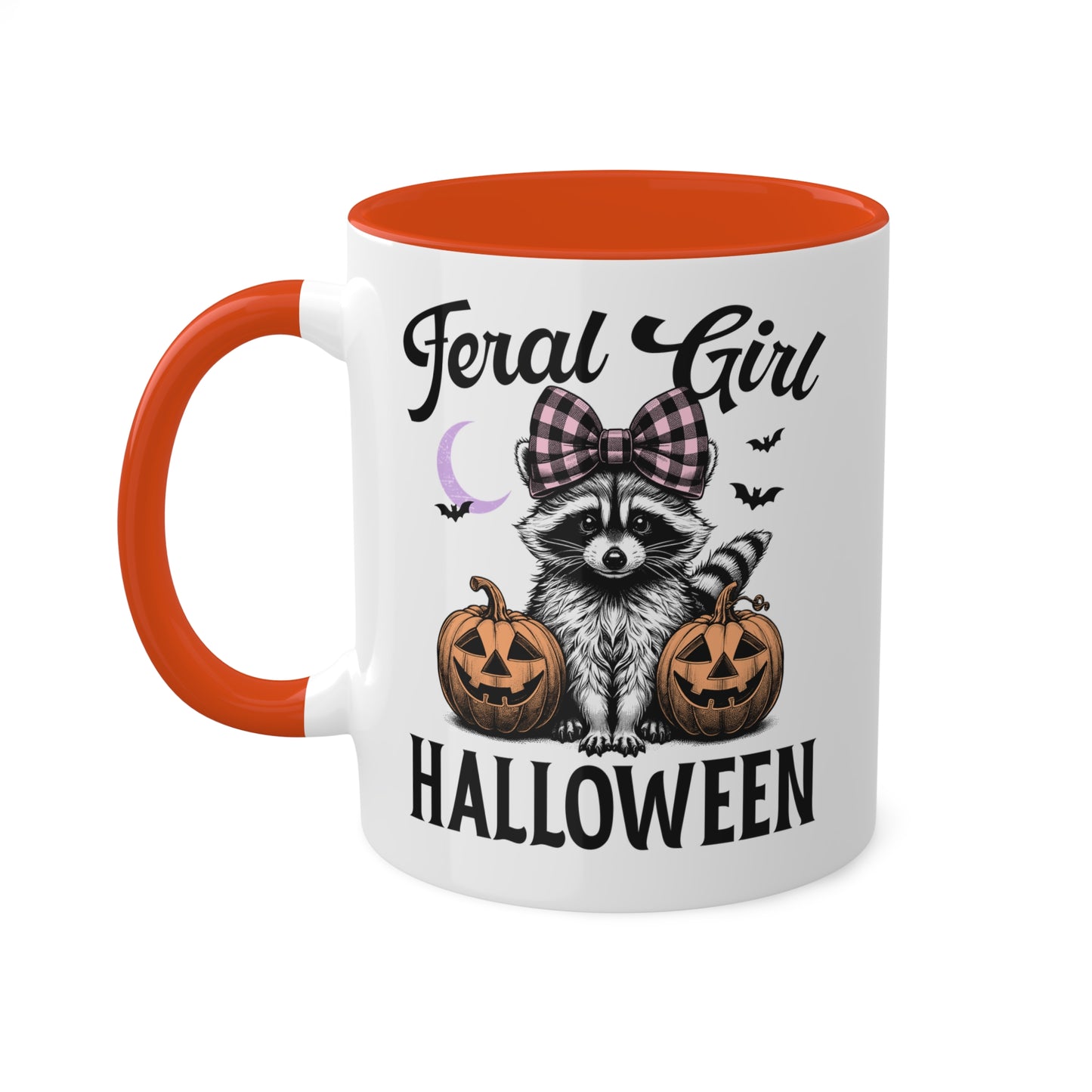 Feral Girl Halloween With Cute Raccoon - 11oz Colorful Halloween Mug