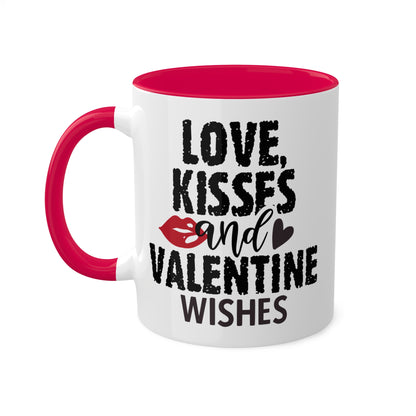 Amor, besos y deseos de San Valentín: taza de regalo colorida de 11 oz