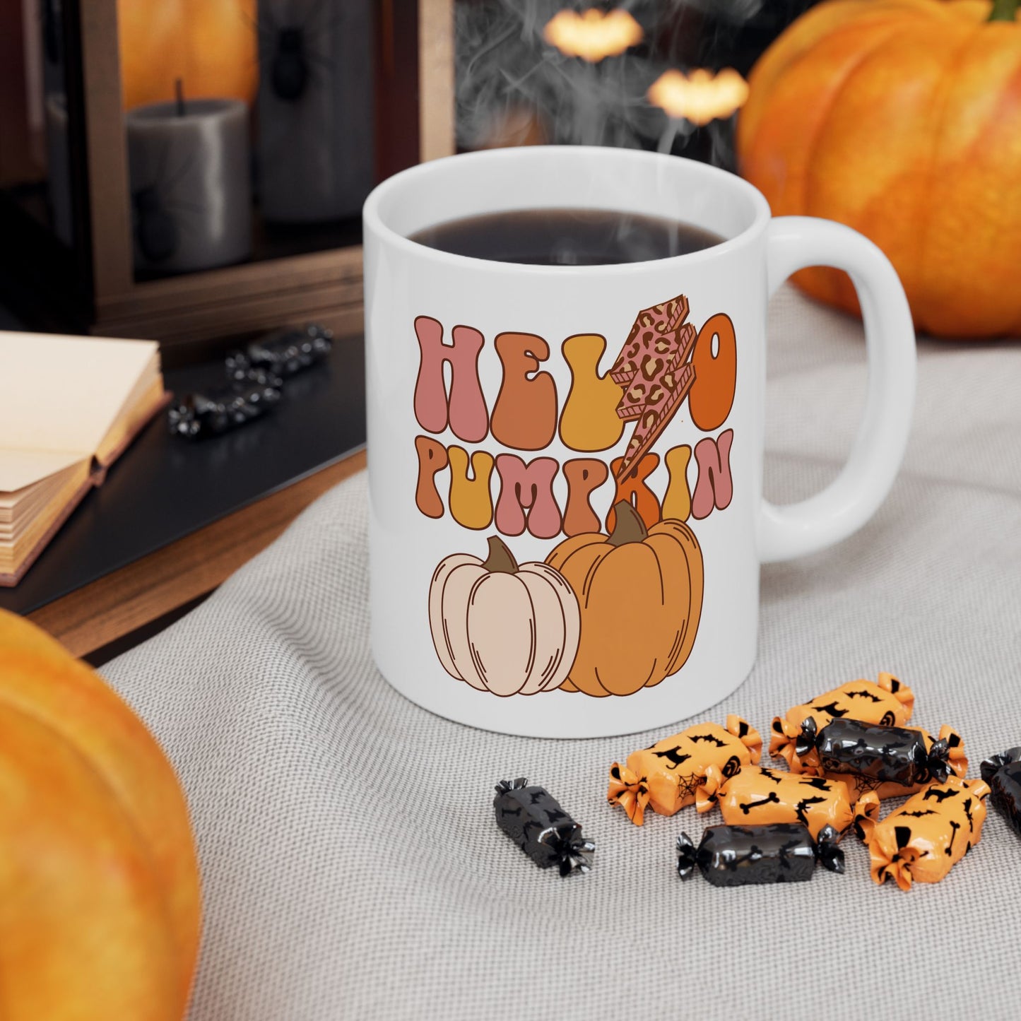 Hello Pumpkin - Fall Thanksgiving Coffee Gift Mug (11oz, 15oz)