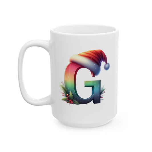 "G" Christmas Alphabet Letter - Holiday Gift Mug (11oz, 15oz)