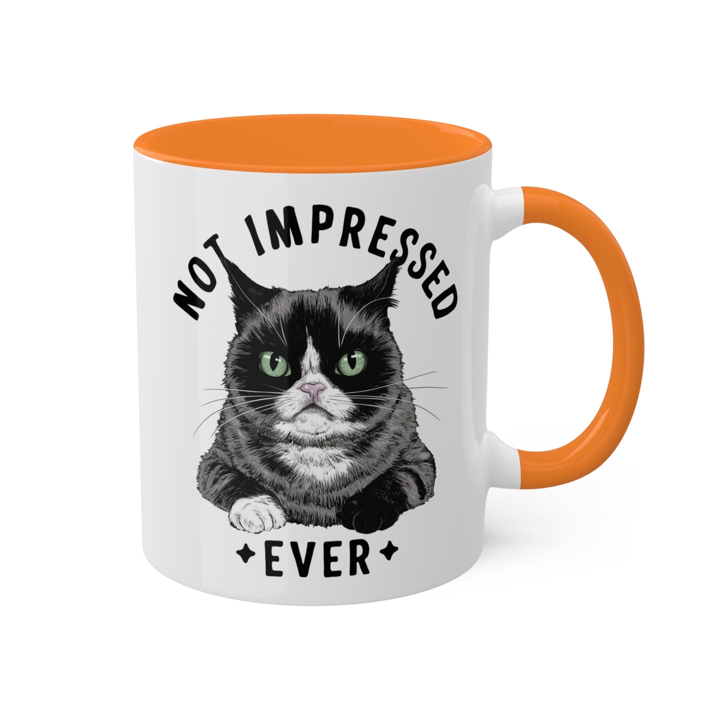 Nunca me impresionó - Lindo gato gruñón - Taza de café colorida de 11 oz