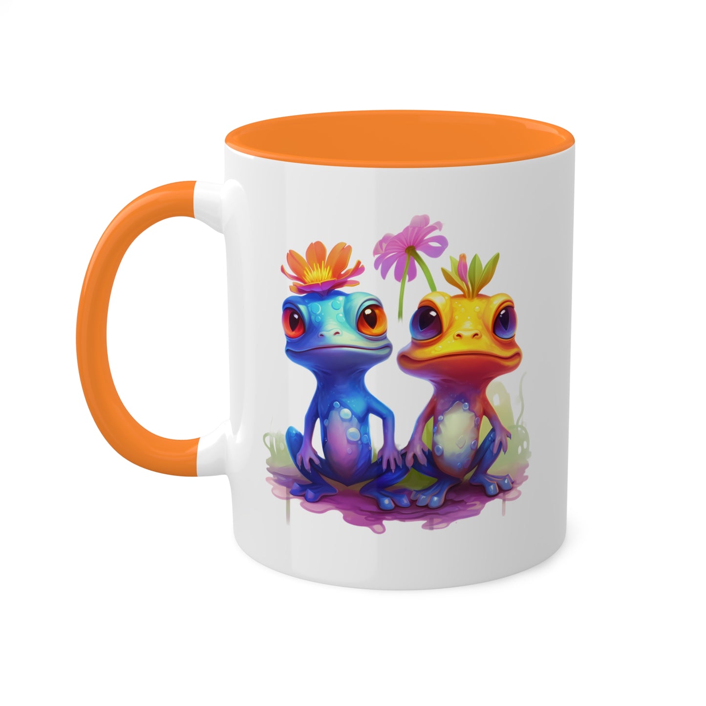 Two Cute Little Frogs Sitting - 11 oz Colorful Coffee Mug