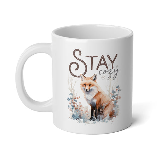 Stay Cozy With Cute Fox - Jumbo Winter Coffee Mug, 20oz