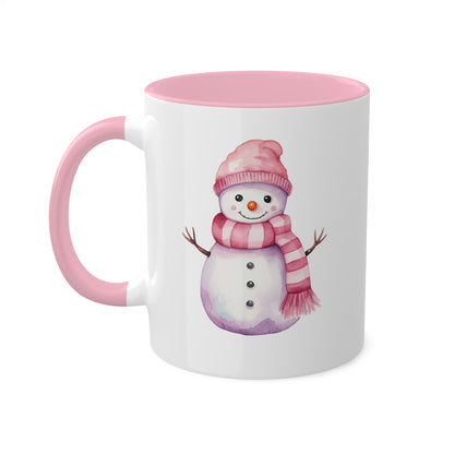 Adorable Pink Christmas Snowman - 11 oz Holiday Gift Mug