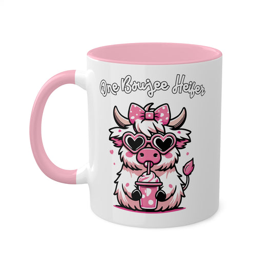 One Boujee Heifer - Cute Cow With A Milkshake  - 11oz Colorful Mug