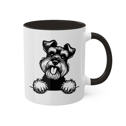 Taza colorida de 11 oz con cara de perro Schnauzer miniatura