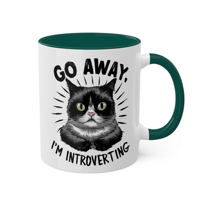 Go Away I'm Introverting - Funny Grumpy Cat - 11oz Colorful Mug