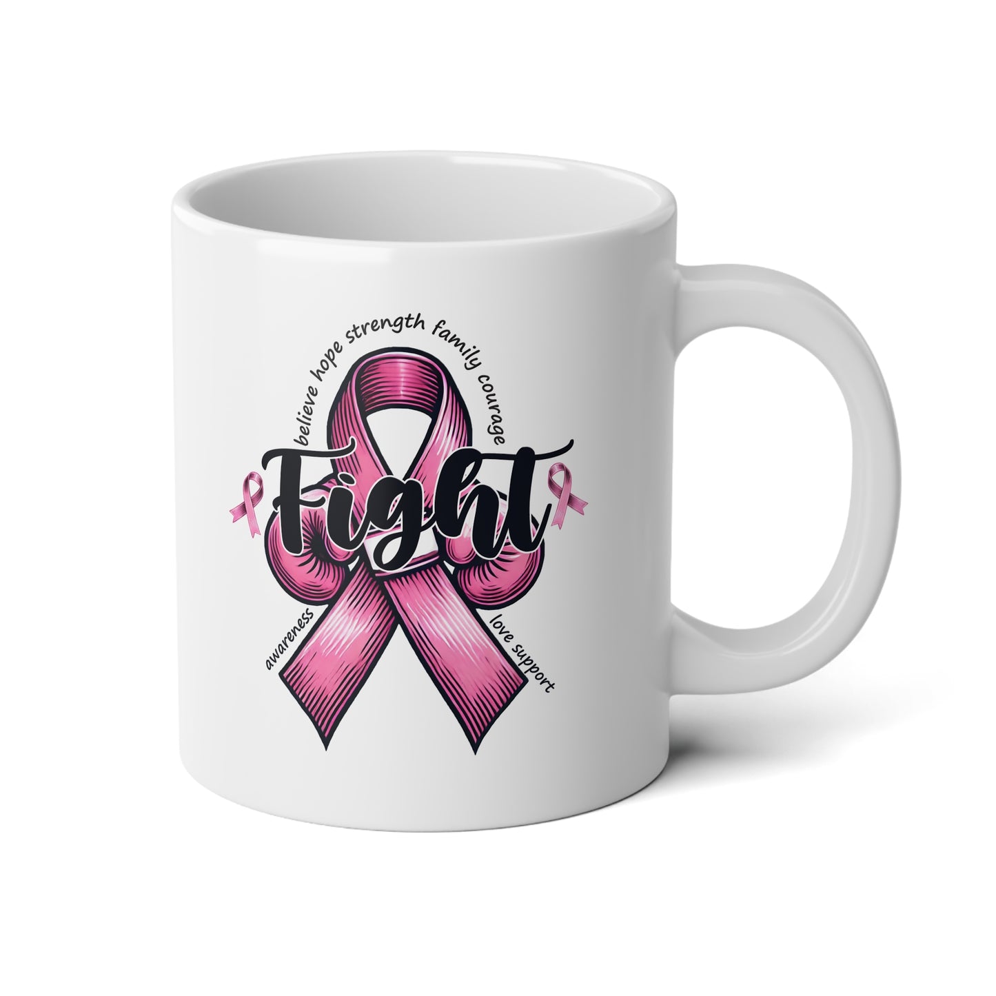 Pink Fight Breast Cancer Awareness Jumbo Mug, 20oz