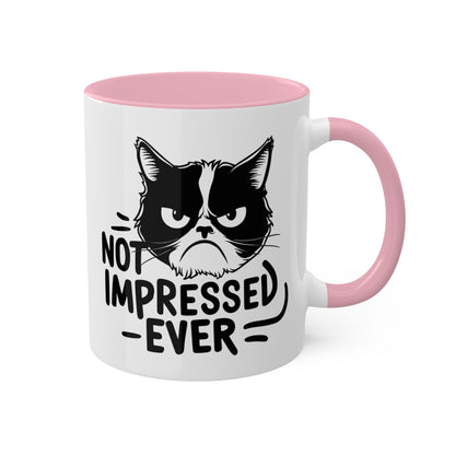 Nunca me impresionó - Divertido gato gruñón - Taza de café colorida de 11 oz