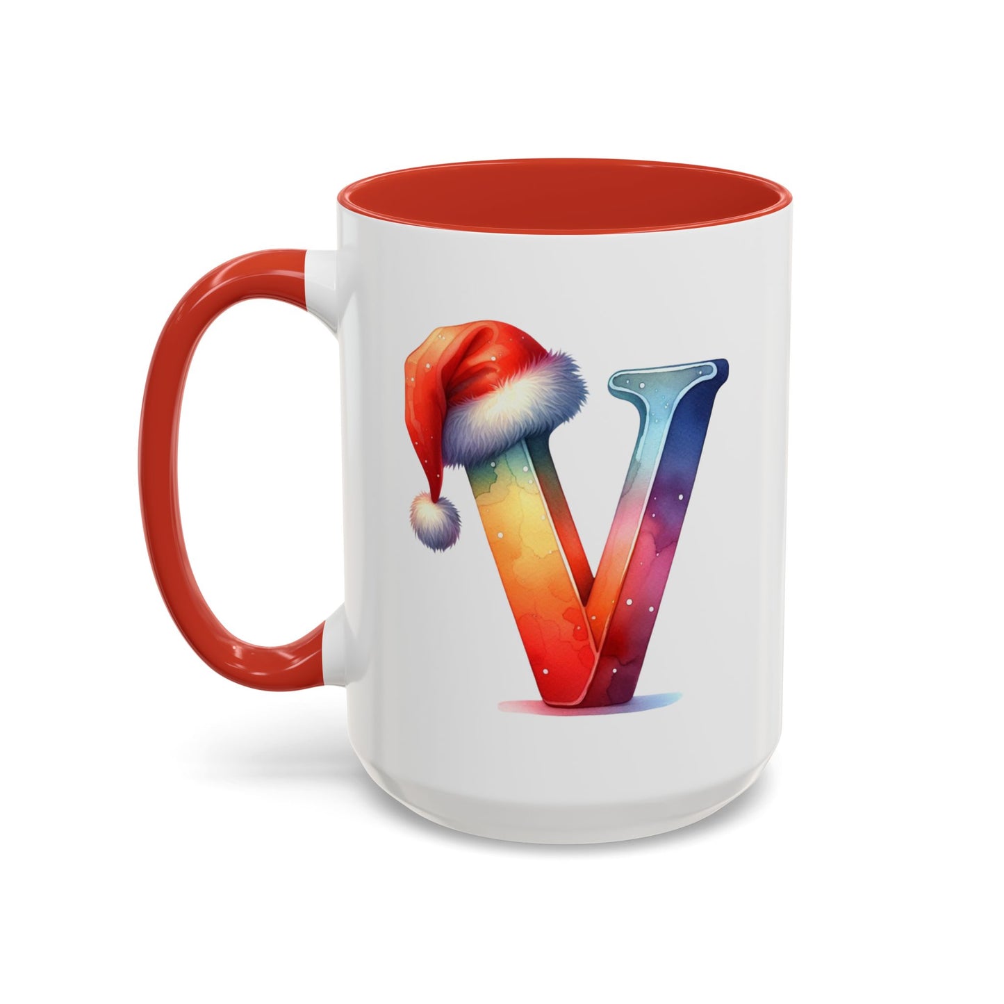 "V" Christmas Alphabet Letter - Holiday Gift Mug (11, 15oz)