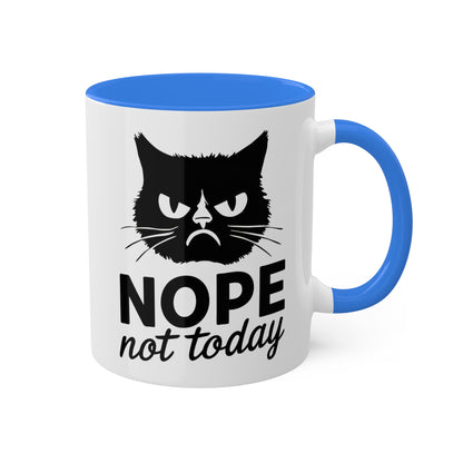 No, hoy no - Gato divertido - Taza de café colorida de 11 oz