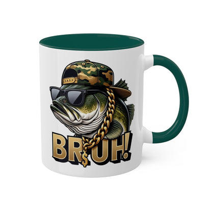 Bruh Fish con gafas de sol - Taza de regalo divertida y colorida de 11 oz