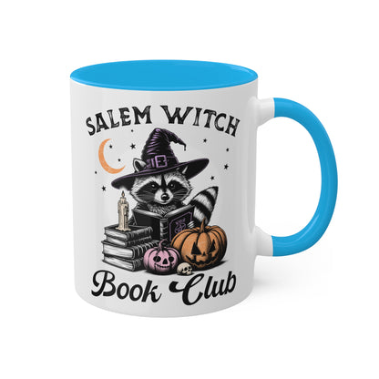 Salem Witch Book Club With Cute Raccoon - 11oz Colorful Halloween Mug