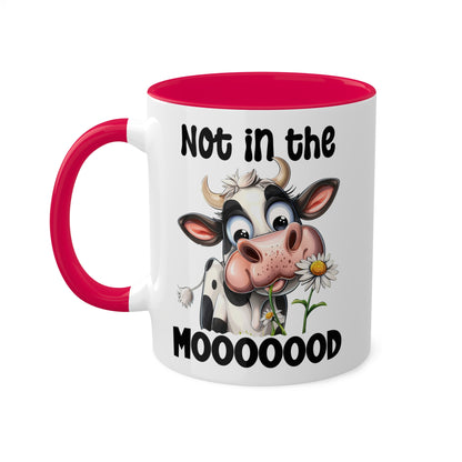 No estoy de humor - Linda vaca con flores - Taza de café colorida de 11 oz