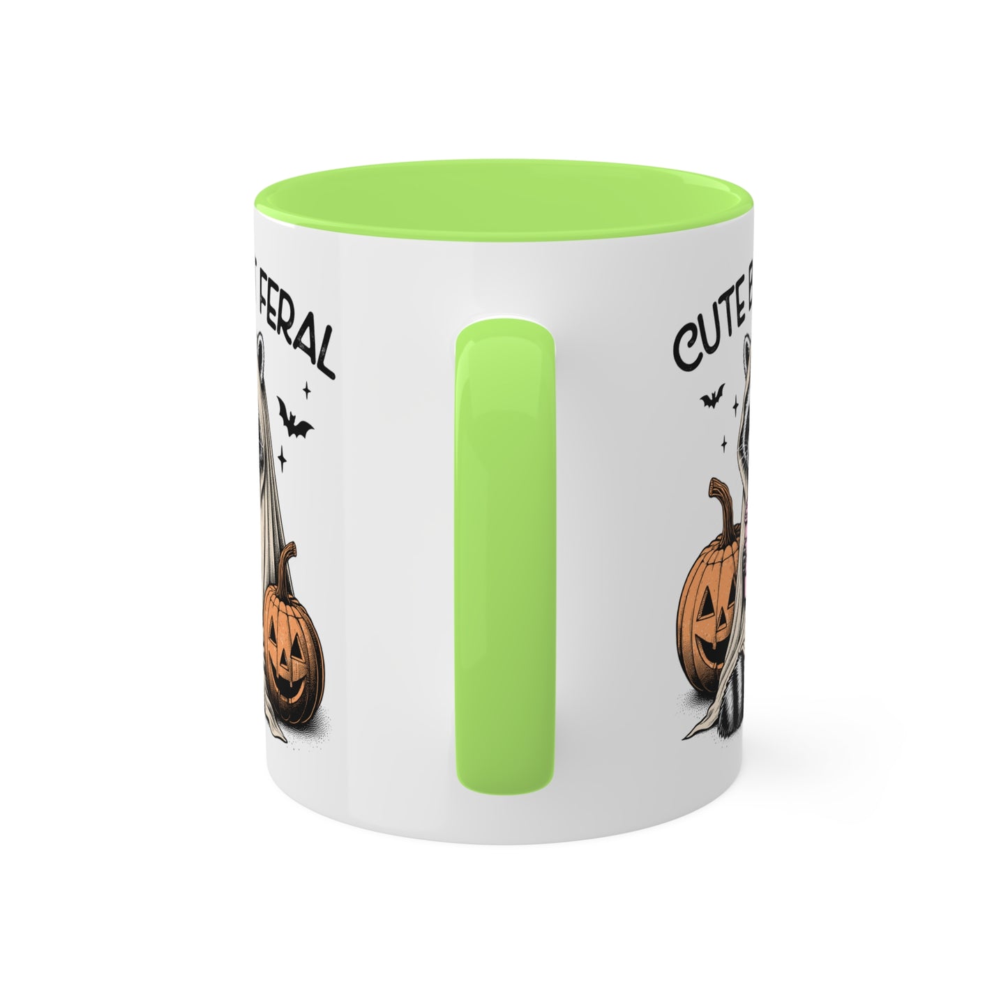 Cute But Feral With Adorable Raccoon - 11oz Colorful Halloween Mug