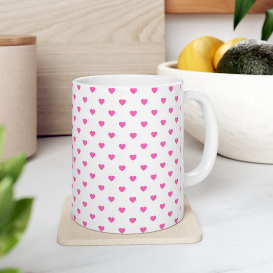 Pink Hearts Pattern - Breast Cancer Awareness Mug (11oz, 15oz)