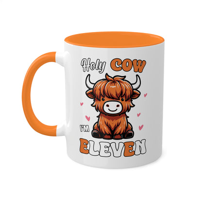 Holy Cow I'm Eleven - Taza de regalo de cumpleaños colorida de 11 oz