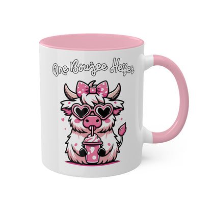 Una vaca boujee: linda vaca con un batido de leche - taza colorida de 11 oz