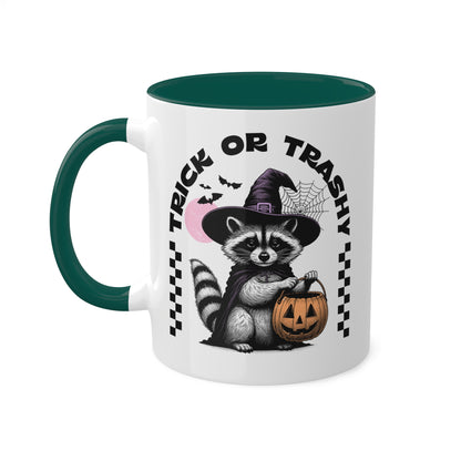 Trick Or Trashy With Cute Raccoon - 11oz Colorful Halloween Mug