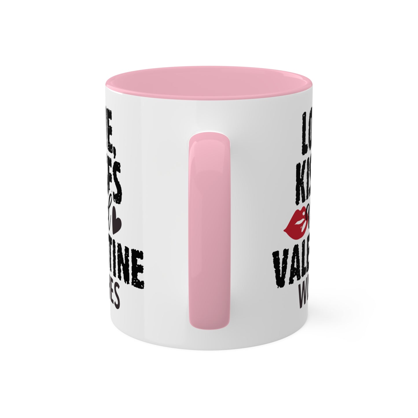 Amor, besos y deseos de San Valentín: taza de regalo colorida de 11 oz