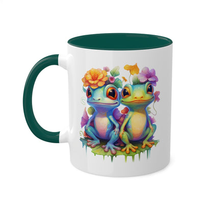 Two Adorable Little Frogs Sitting Peacefully - 11oz Colorful Coffee Mug