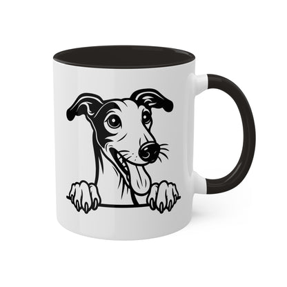 Taza de café colorida con cara de perro galgo - 11 oz