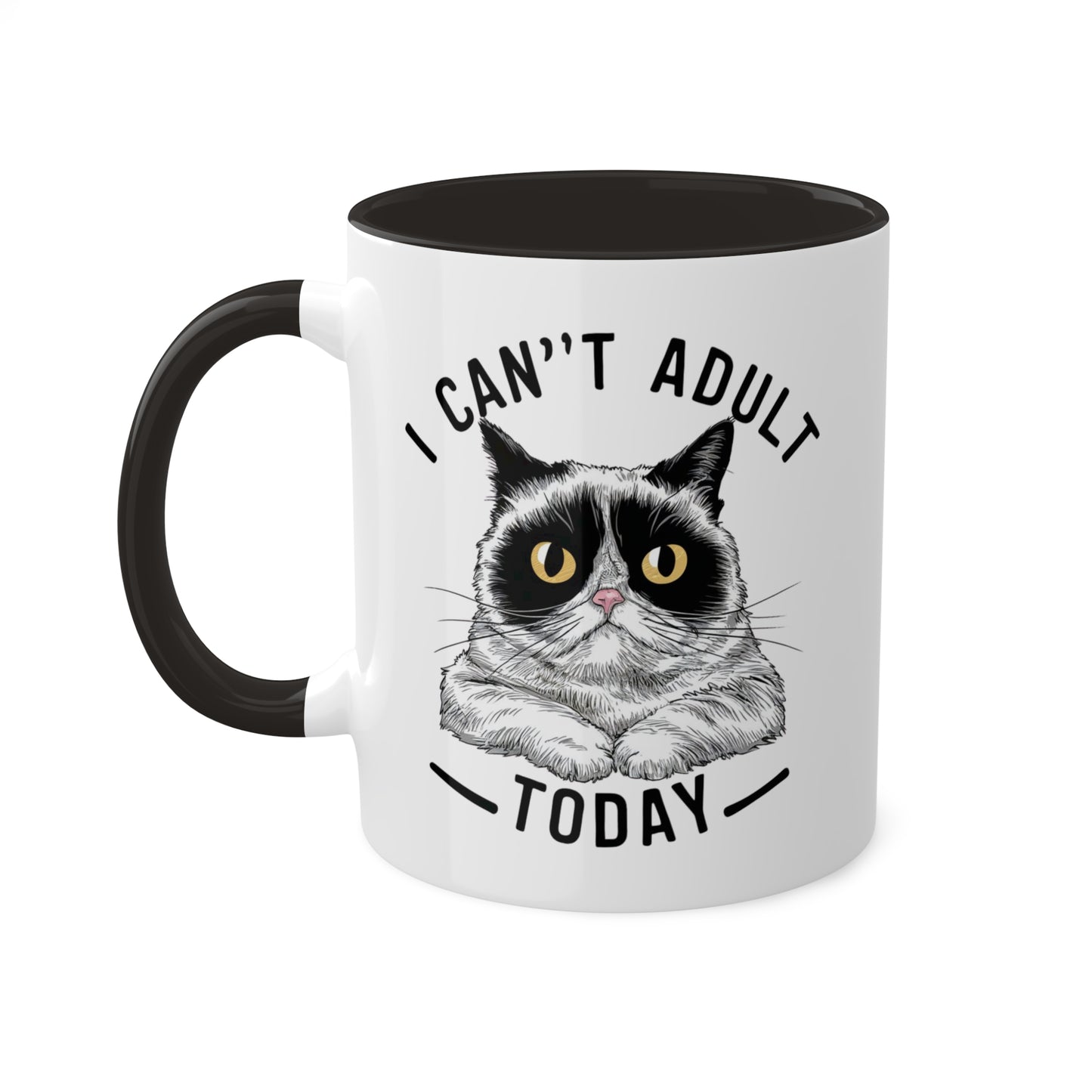 I Can't Adult Today - Funny Grumpy Cat - 11oz Colorful Mug