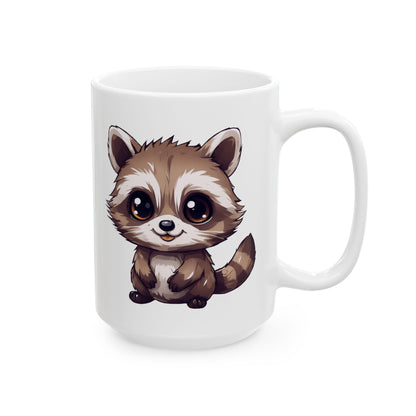 Kawaii Cartoon Raccoon - Coffee Mug (11oz, 15oz)