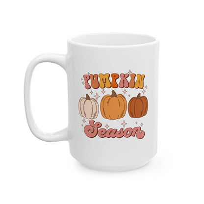 Taza de café con motivo de la temporada de calabazas y Acción de Gracias (11 oz, 15 oz)