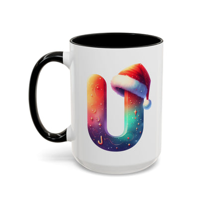 "U" Christmas Alphabet Letter - Holiday Gift Mug (11, 15oz)