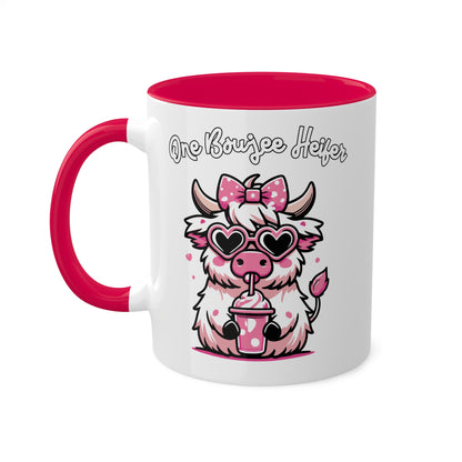 Una vaca boujee: linda vaca con un batido de leche - taza colorida de 11 oz