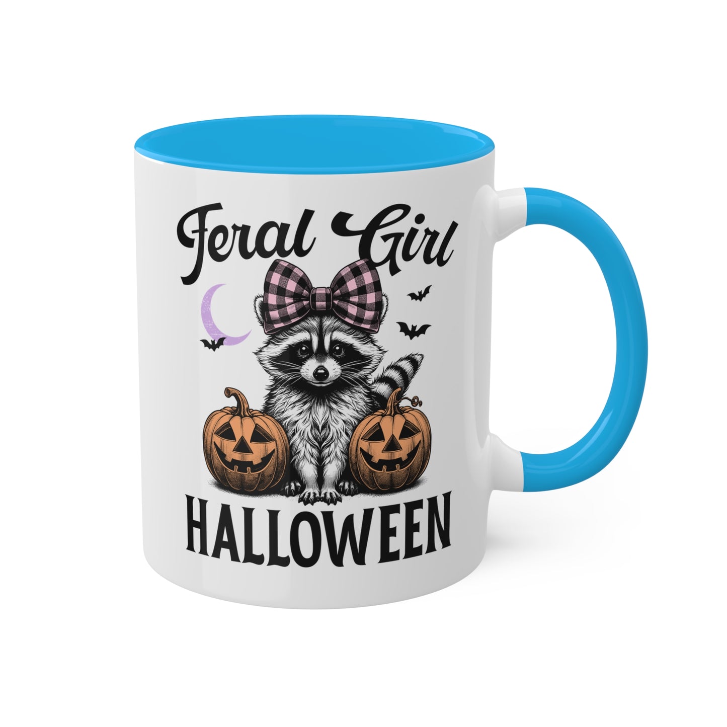 Feral Girl Halloween With Cute Raccoon - 11oz Colorful Halloween Mug