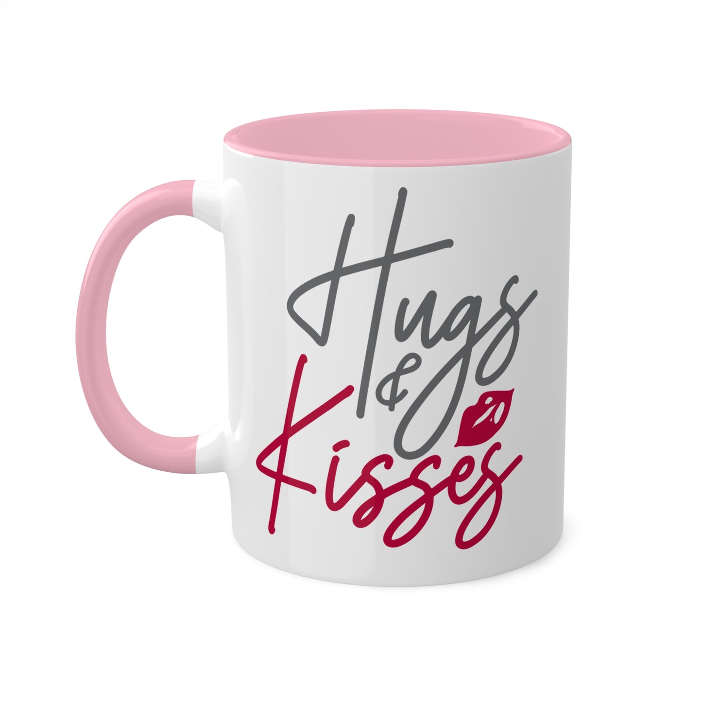 Abrazos y besos: taza de regalo colorida y linda para el día de San Valentín de 11 oz