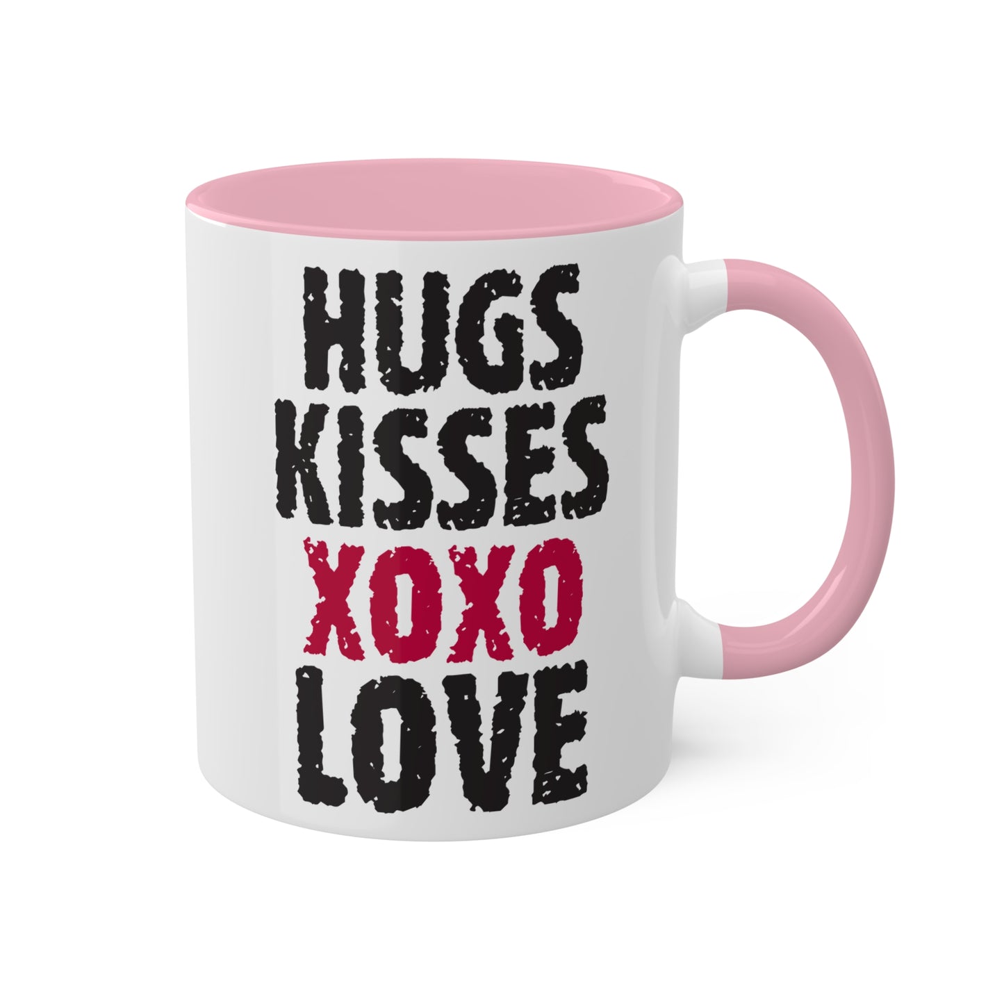 Abrazos, besos y amor: taza colorida de regalo para el día de San Valentín de 11 oz