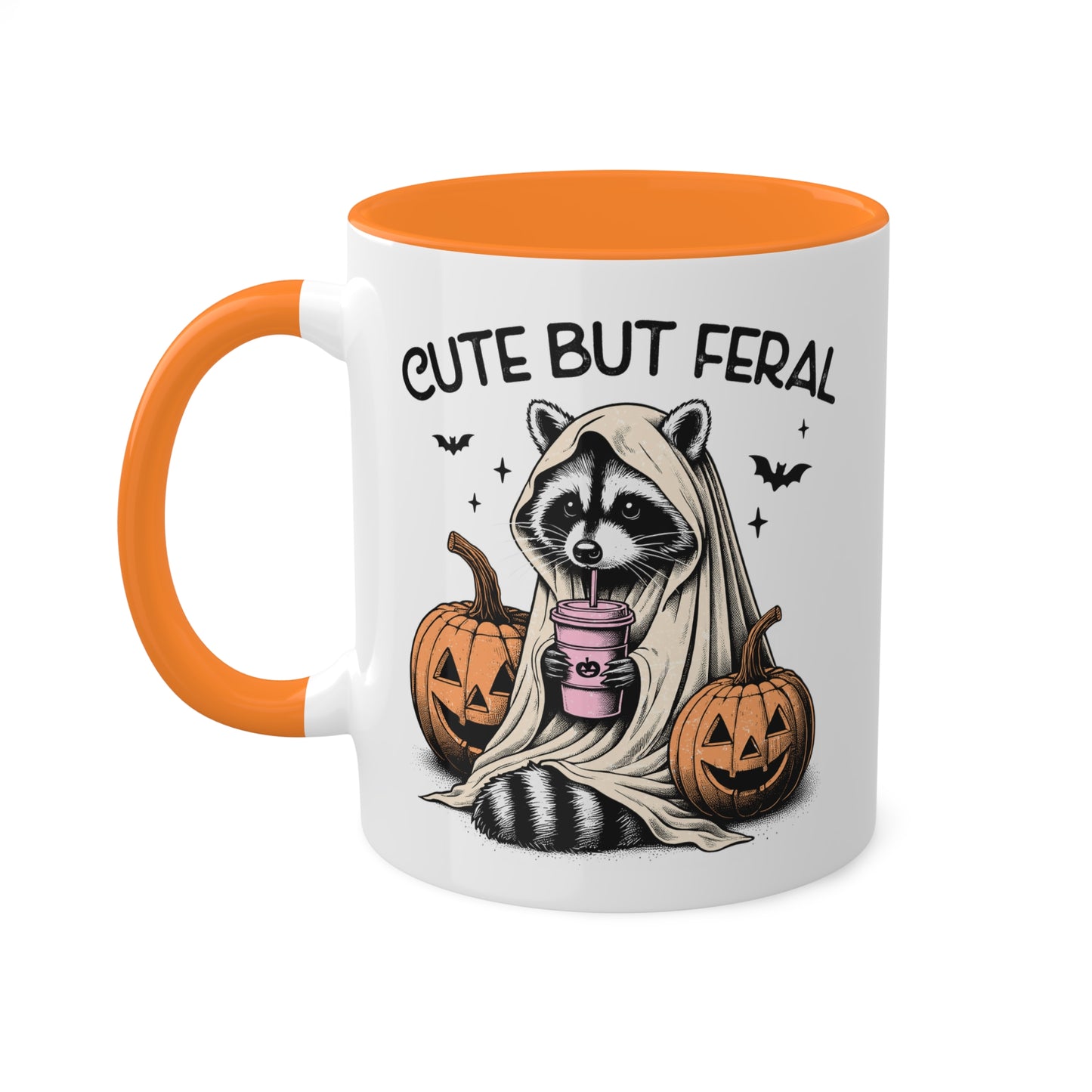 Cute But Feral With Adorable Raccoon - 11oz Colorful Halloween Mug