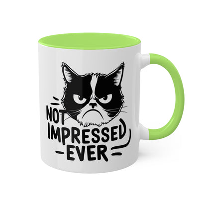 Nunca me impresionó - Divertido gato gruñón - Taza de café colorida de 11 oz