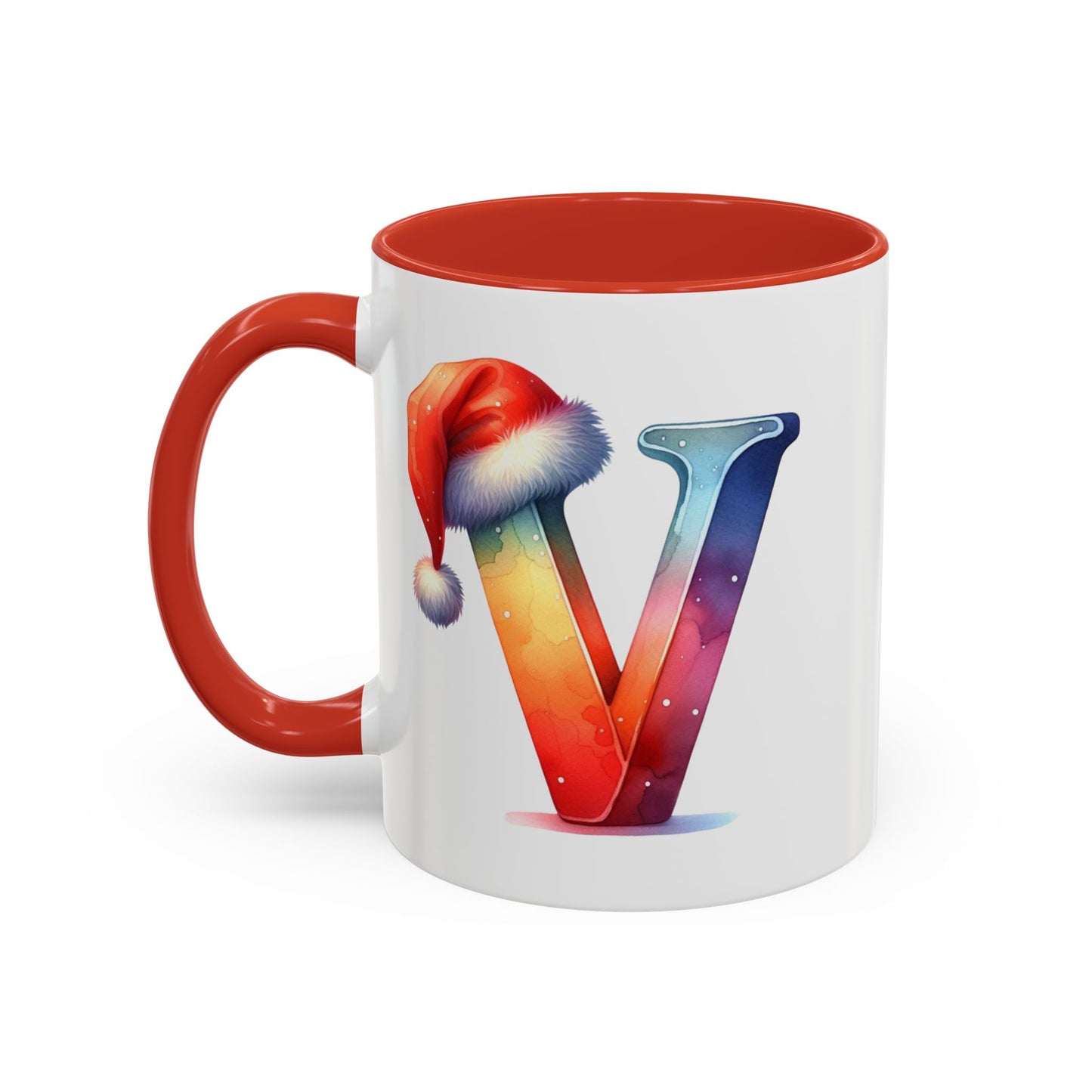 "V" Christmas Alphabet Letter - Holiday Gift Mug (11, 15oz)