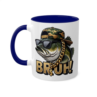 Bruh Fish con gafas de sol - Taza de regalo divertida y colorida de 11 oz