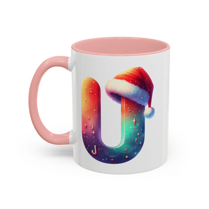 "U" Christmas Alphabet Letter - Holiday Gift Mug (11, 15oz)