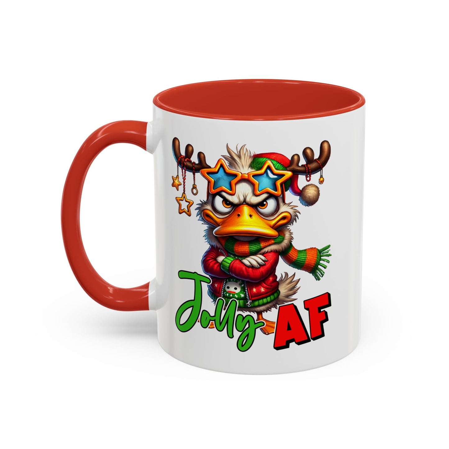 Jolly AF - Funny Christmas Duck Holiday Gift Mug (11oz, 15oz)