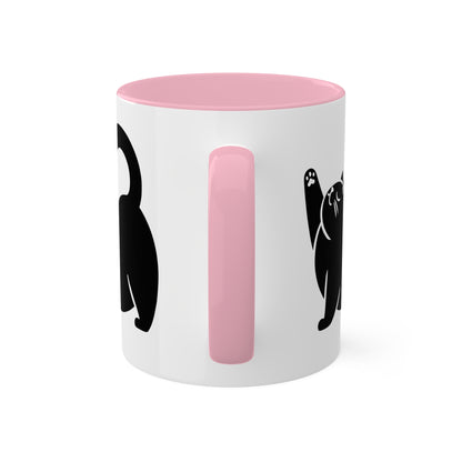 Cute Chunky Yoga Cat Stretching - 11 oz Colorful Mug