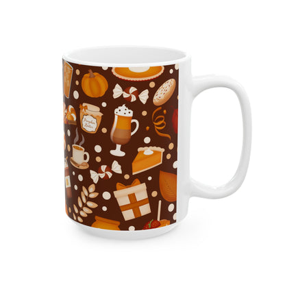 Pumpkin Cookies - Fall Pattern Thanksgiving Coffee Gift Mug (11oz, 15oz)