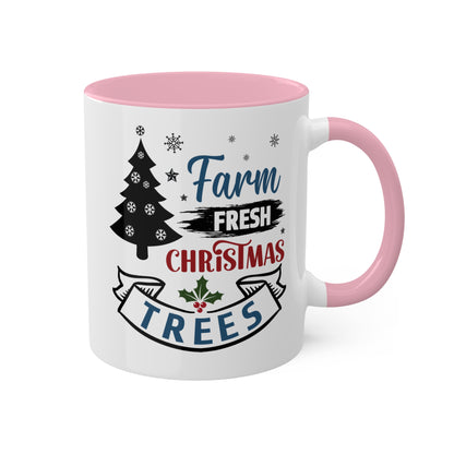 Farm Fresh Christmas Trees - 11 oz Colorful Holiday Gift Mug