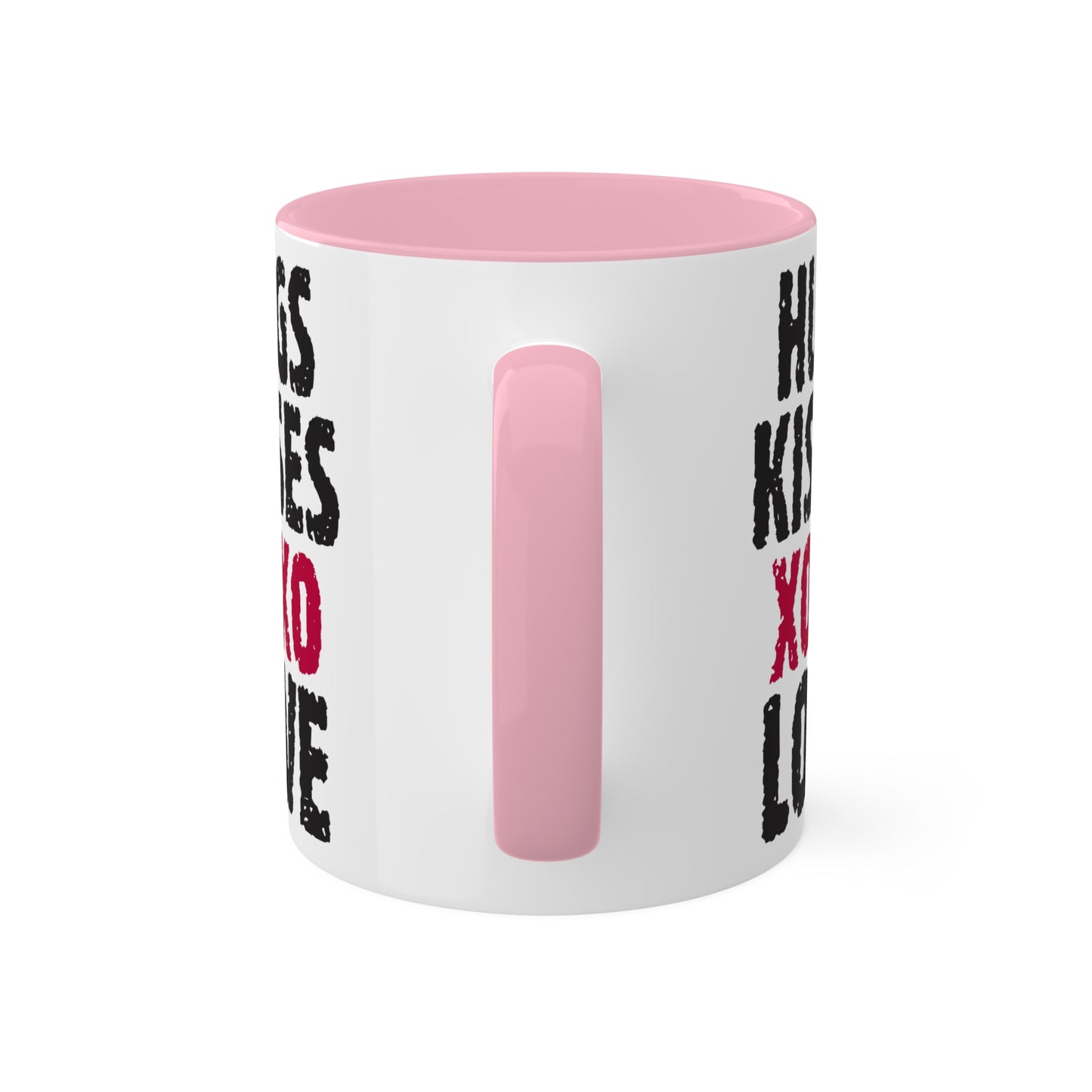 Abrazos, besos y amor: taza colorida de regalo para el día de San Valentín de 11 oz