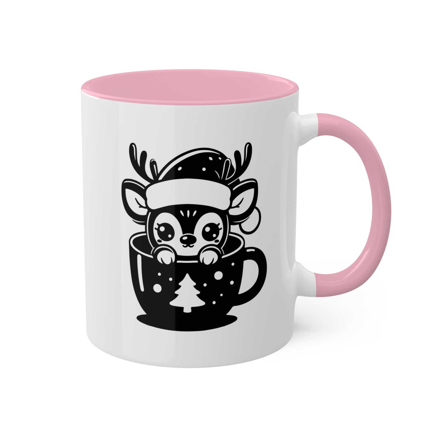 Lindo reno de dibujos animados navideños - Taza de regalo navideña de 11 oz