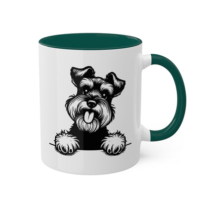 Taza colorida de 11 oz con cara de perro Schnauzer miniatura