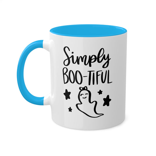 Cute Ghost Simply Bootiful  - 11oz Colorful Halloween Mug