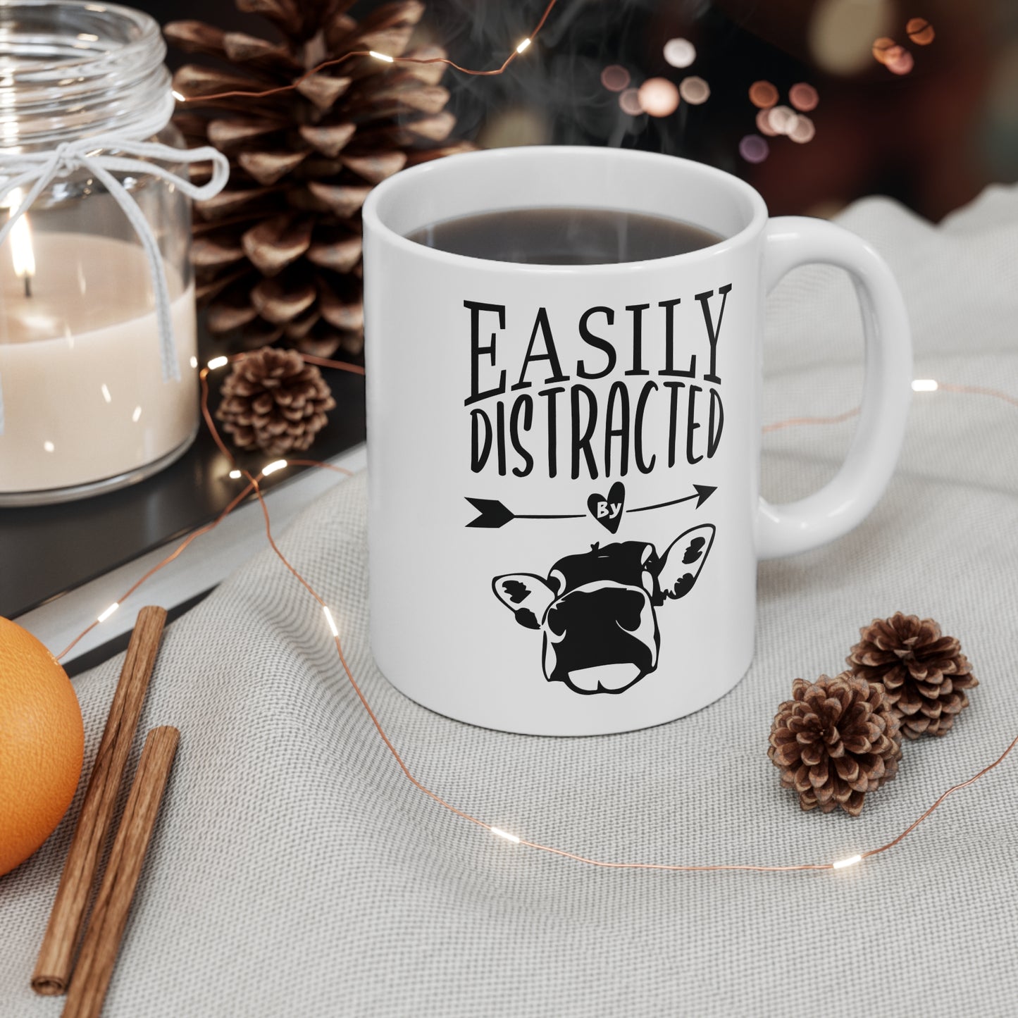 Easily Distracted By Cows - 11 oz Ceramic Mug