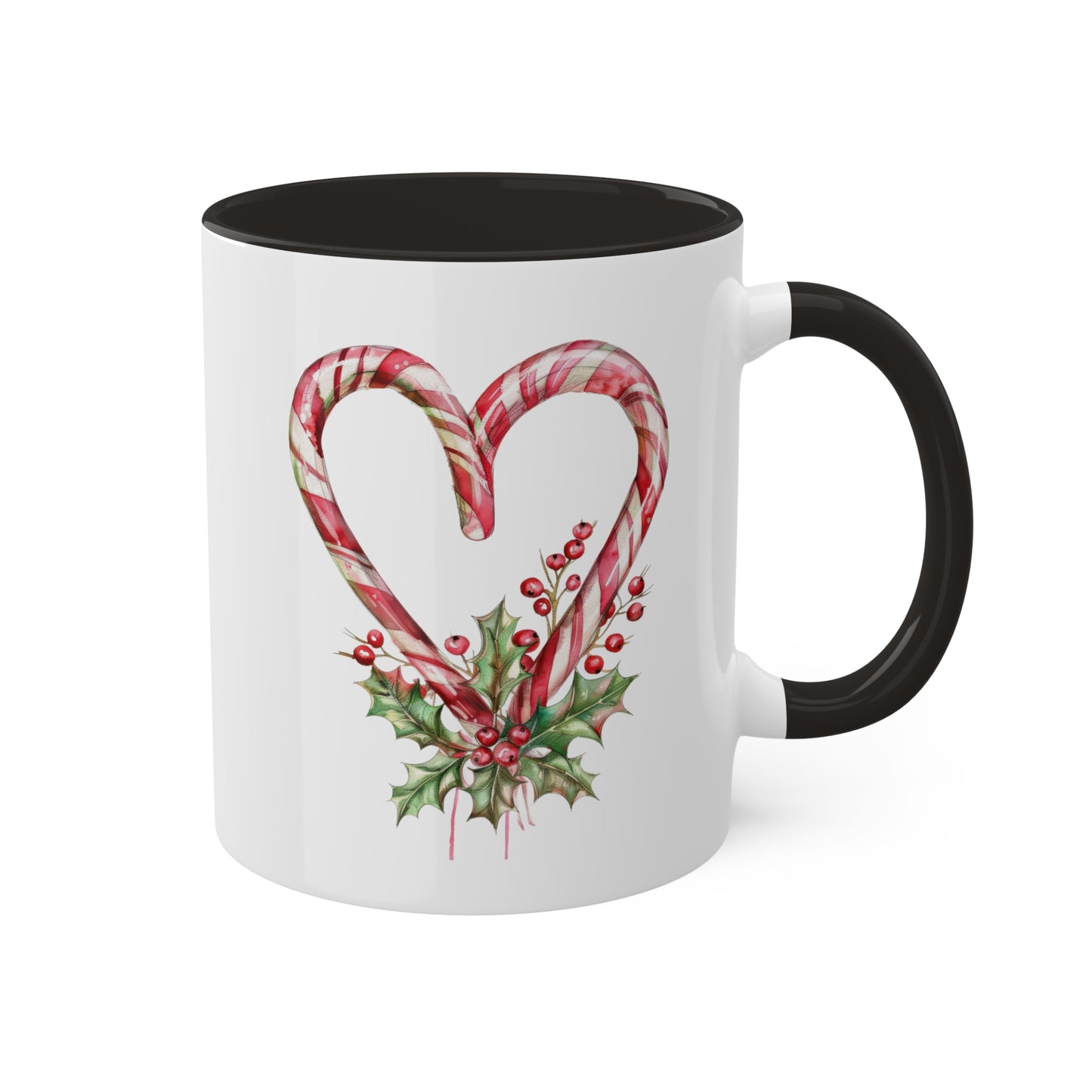 Christmas Candy Canes Heart - 11 oz Holiday Gift Mug