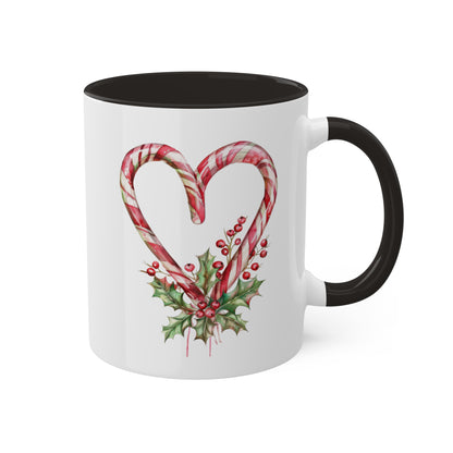 Christmas Candy Canes Heart - 11 oz Holiday Gift Mug